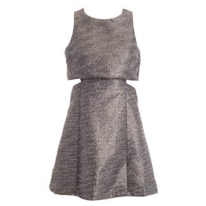 ROSSMORE Metallic silver party dress with cut-outs